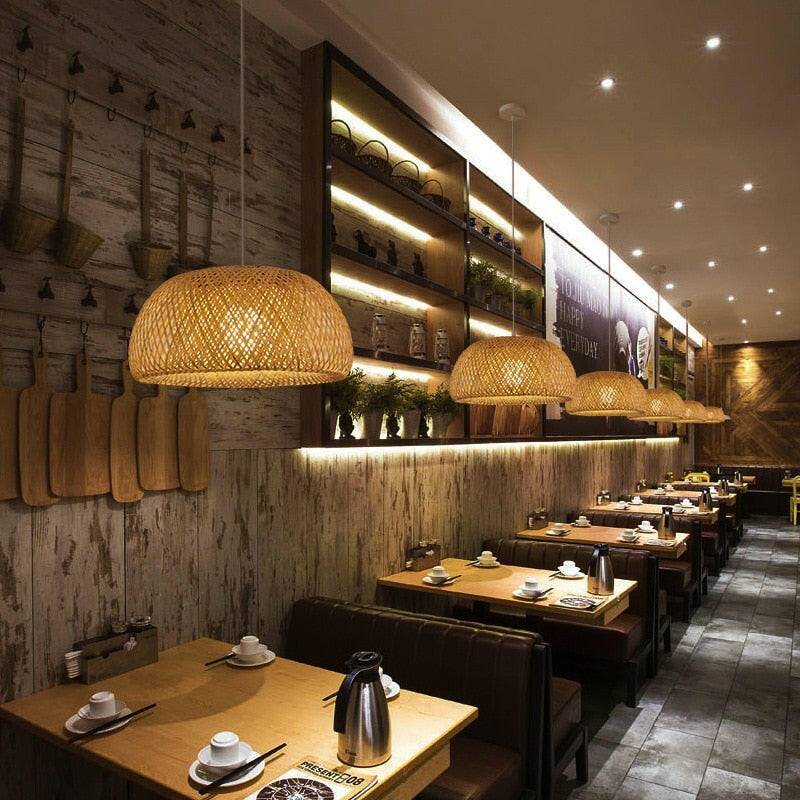 Chic Bamboo Zen Pendant Light - Handwoven Natural Hanging Lamp